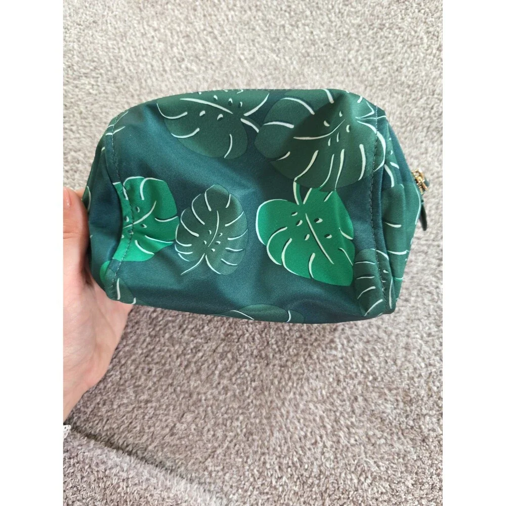 Kate Spade New York Green Leaf Print Cosmetic Bag